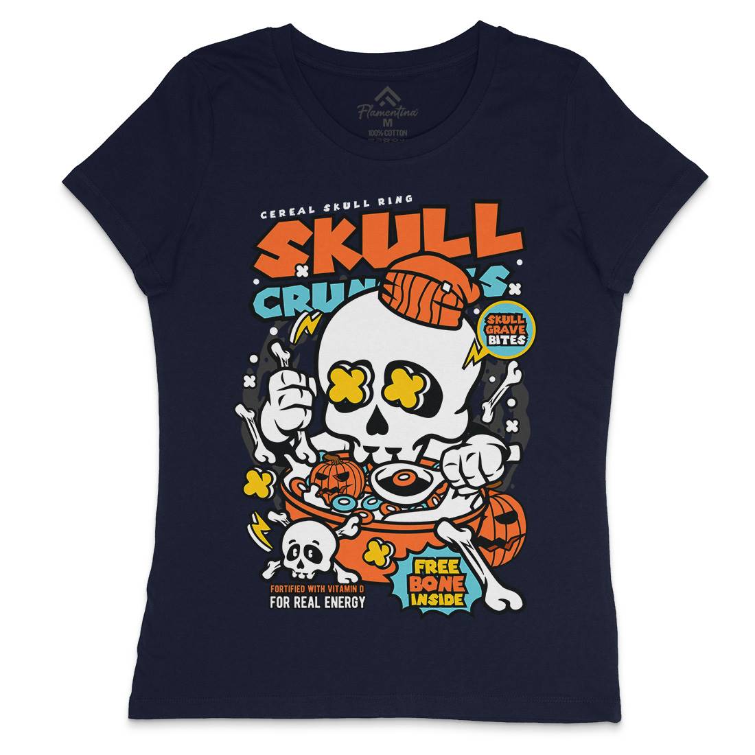 Skull Crunchies Womens Crew Neck T-Shirt Food C656