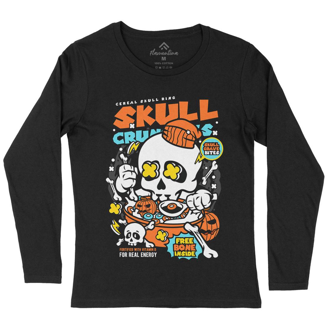 Skull Crunchies Womens Long Sleeve T-Shirt Food C656