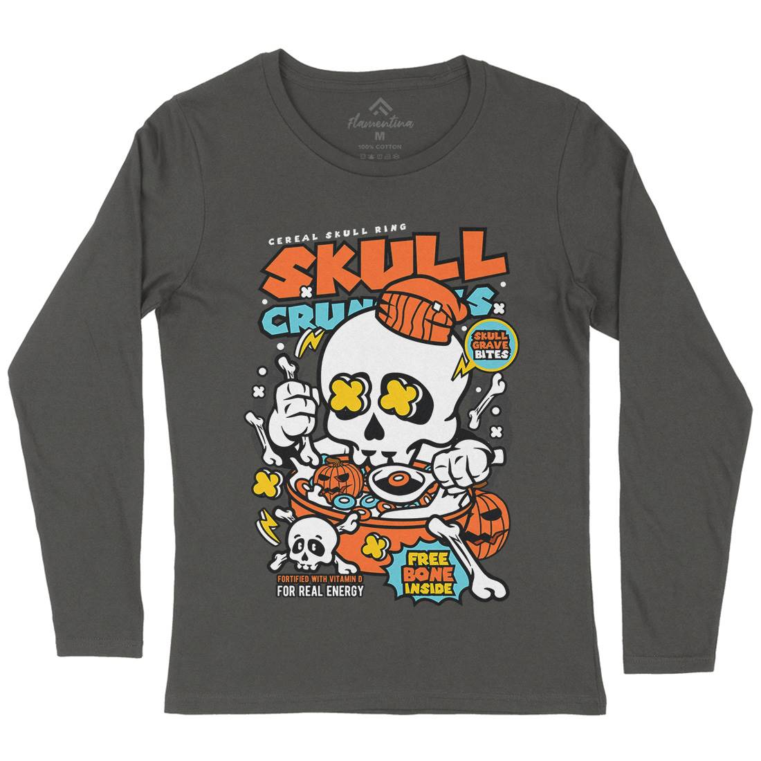 Skull Crunchies Womens Long Sleeve T-Shirt Food C656