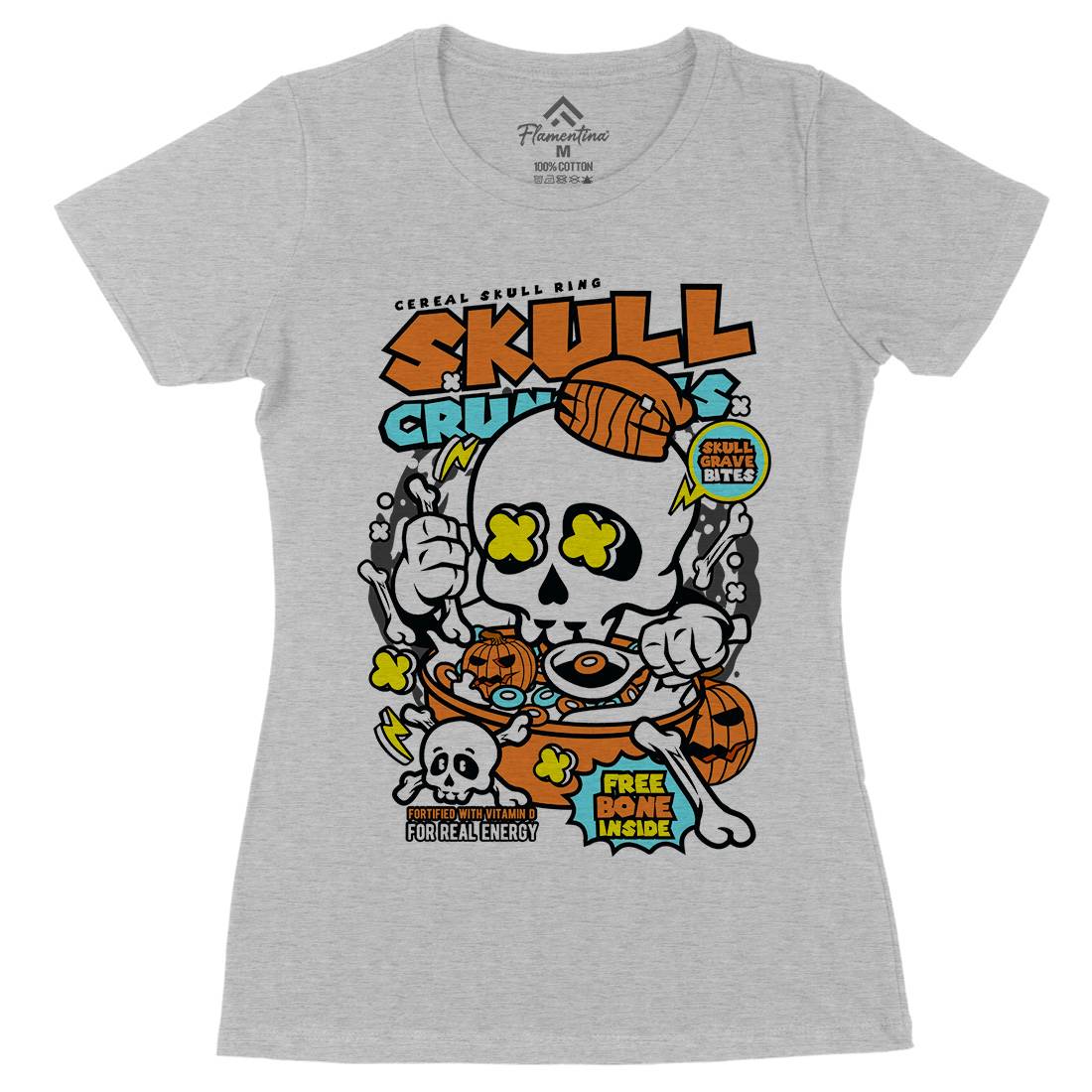 Skull Crunchies Womens Organic Crew Neck T-Shirt Food C656