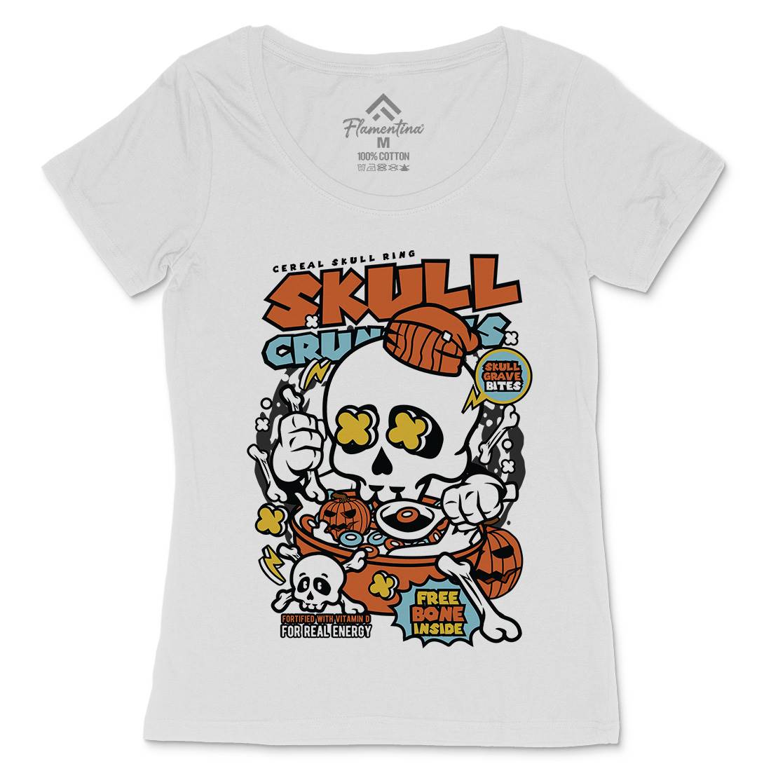 Skull Crunchies Womens Scoop Neck T-Shirt Food C656
