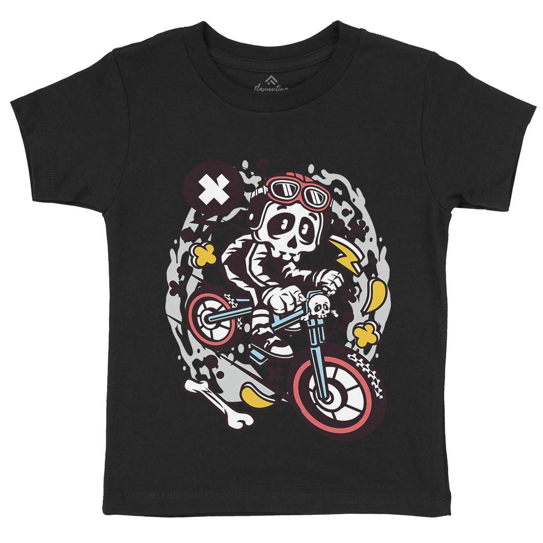 Skull Downhill Kids Crew Neck T-Shirt Bikes C657