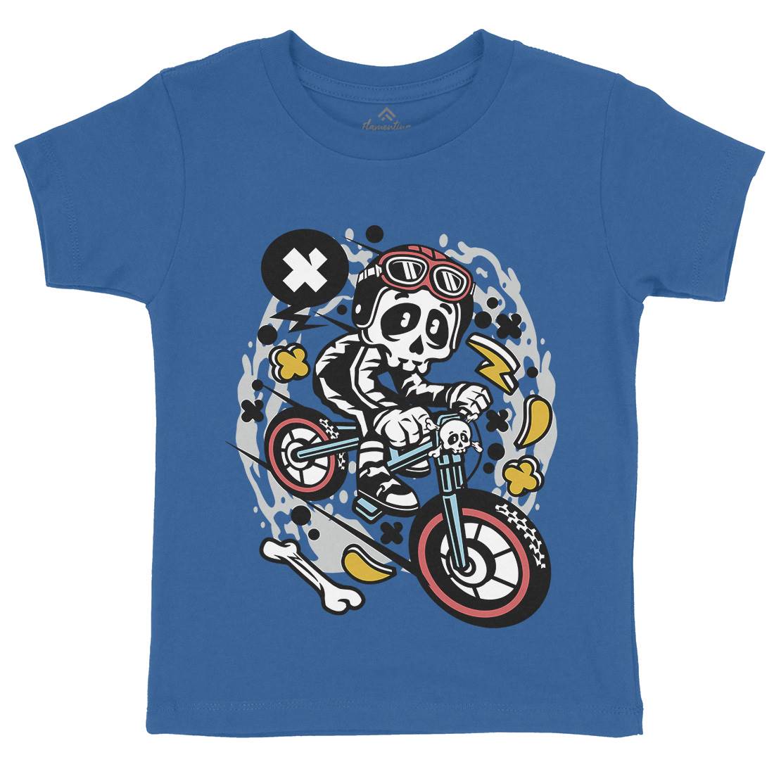 Skull Downhill Kids Organic Crew Neck T-Shirt Bikes C657