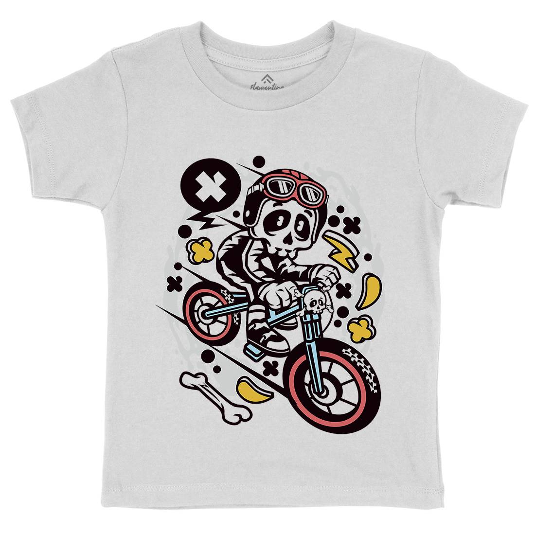 Skull Downhill Kids Organic Crew Neck T-Shirt Bikes C657