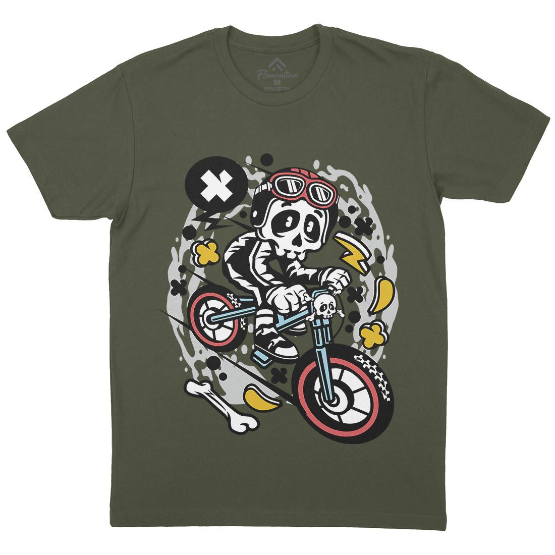 Skull Downhill Mens Crew Neck T-Shirt Bikes C657