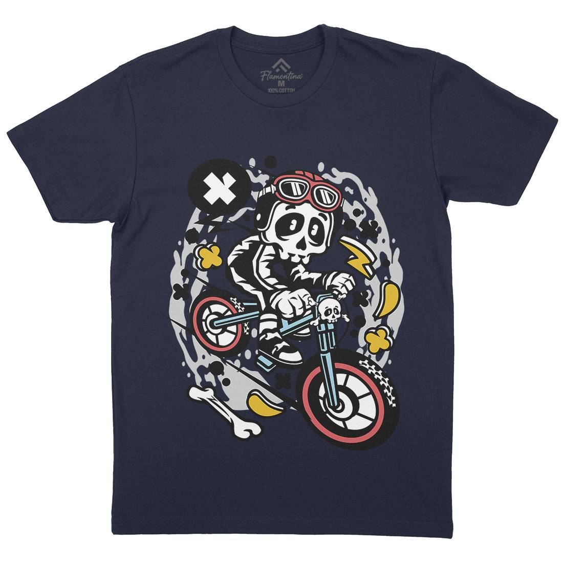 Skull Downhill Mens Crew Neck T-Shirt Bikes C657
