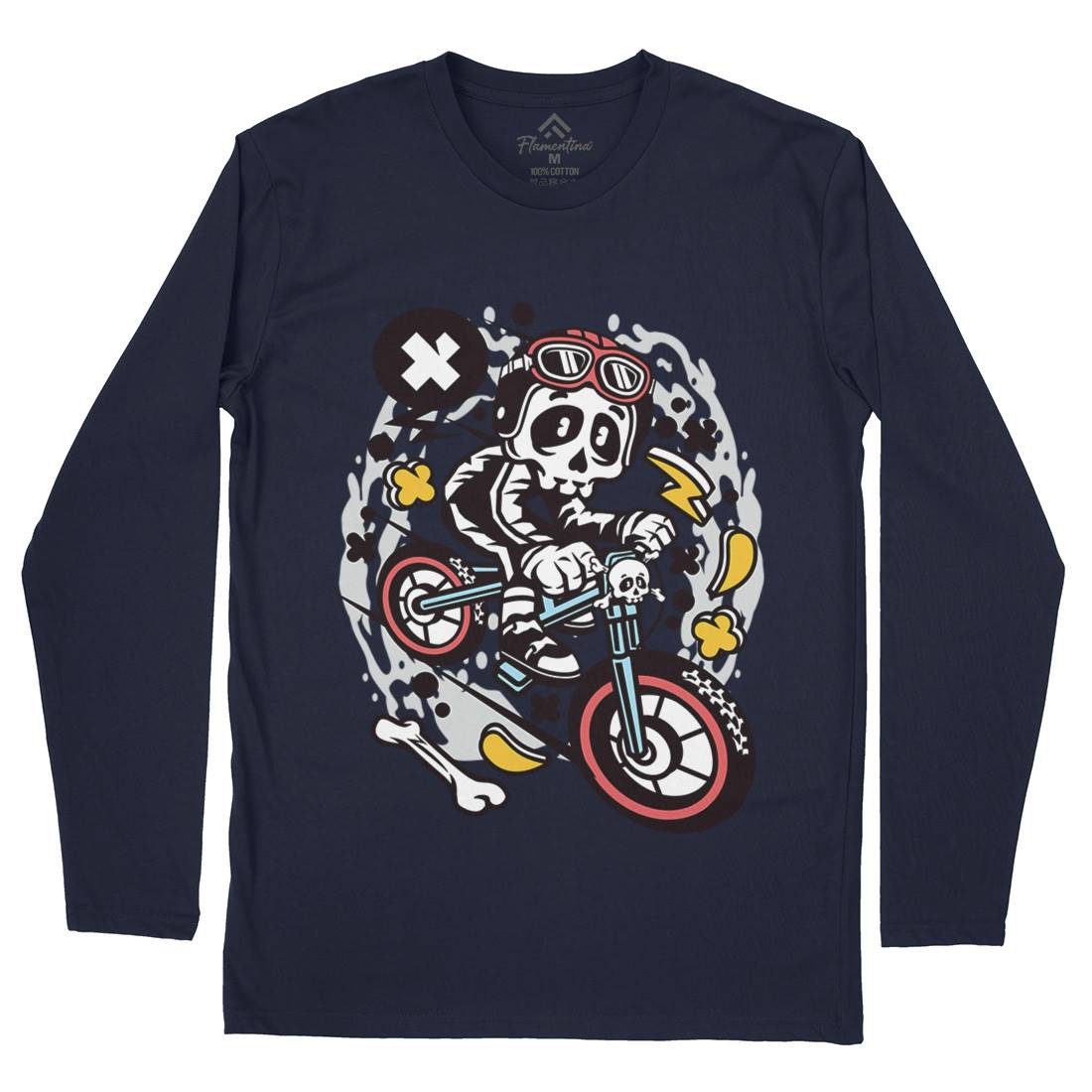Skull Downhill Mens Long Sleeve T-Shirt Bikes C657