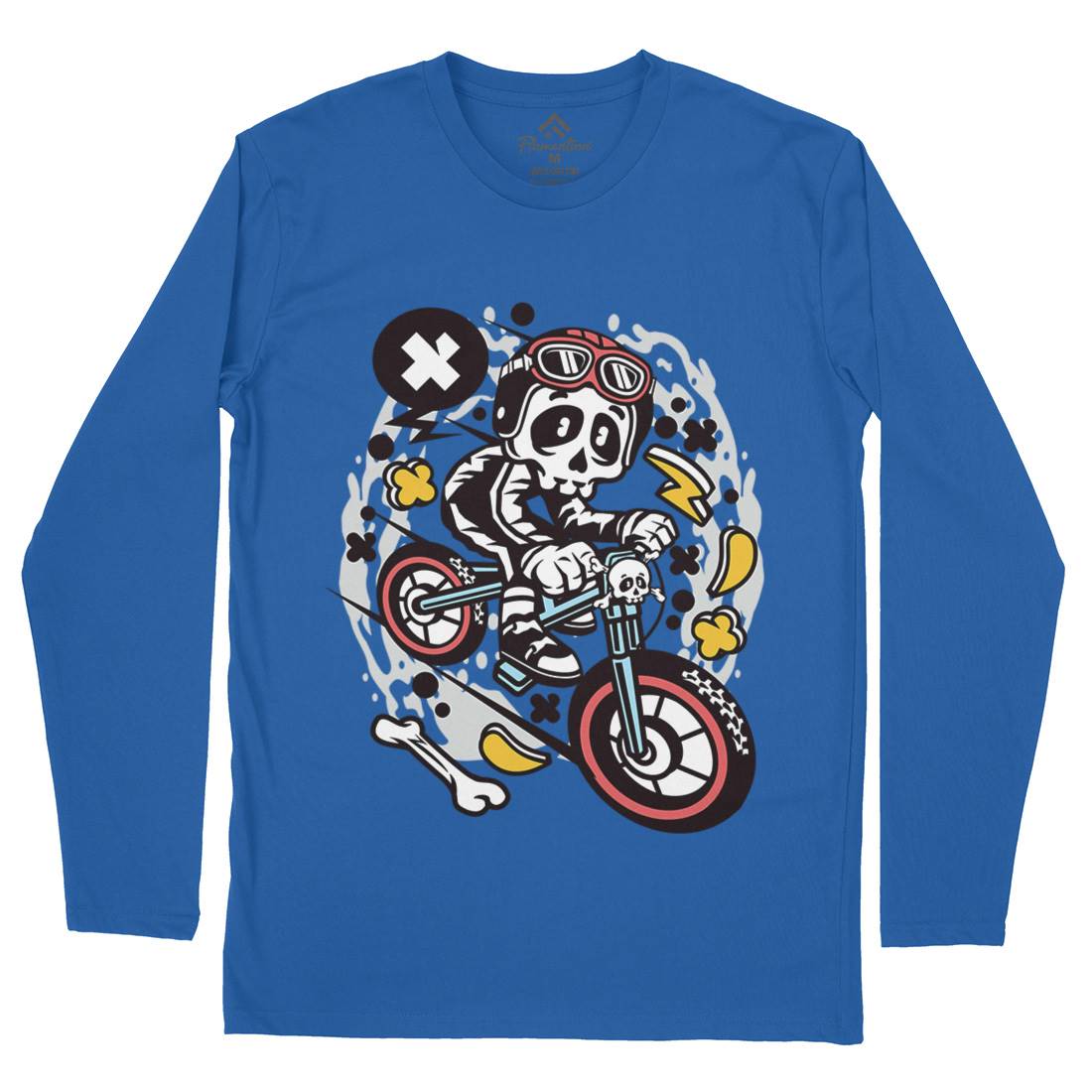 Skull Downhill Mens Long Sleeve T-Shirt Bikes C657