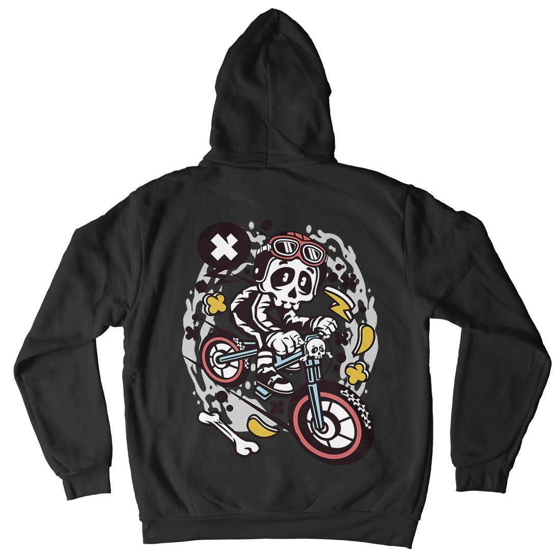 Skull Downhill Mens Hoodie With Pocket Bikes C657