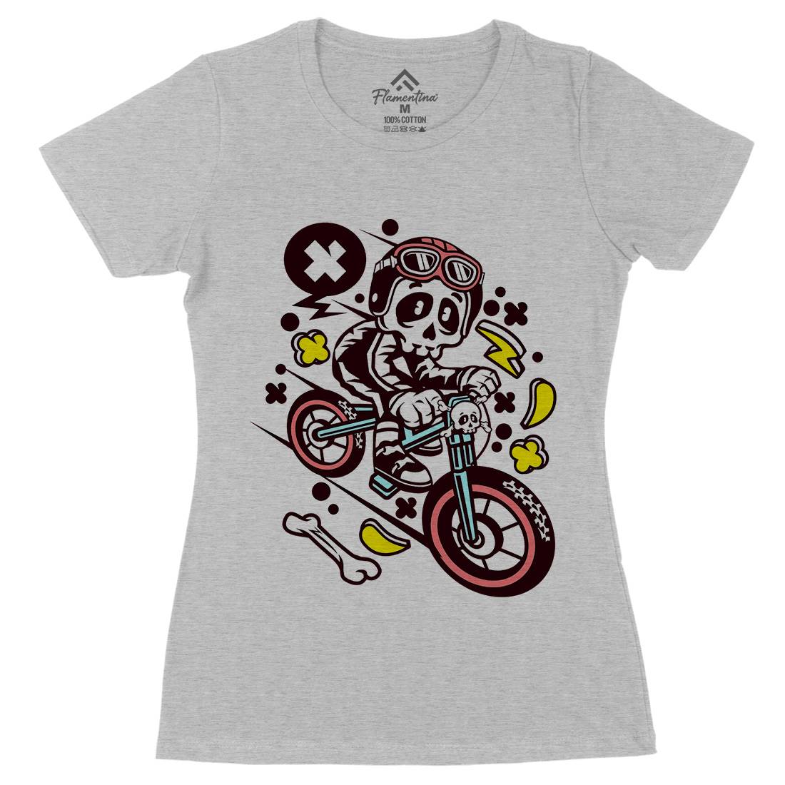 Skull Downhill Womens Organic Crew Neck T-Shirt Bikes C657