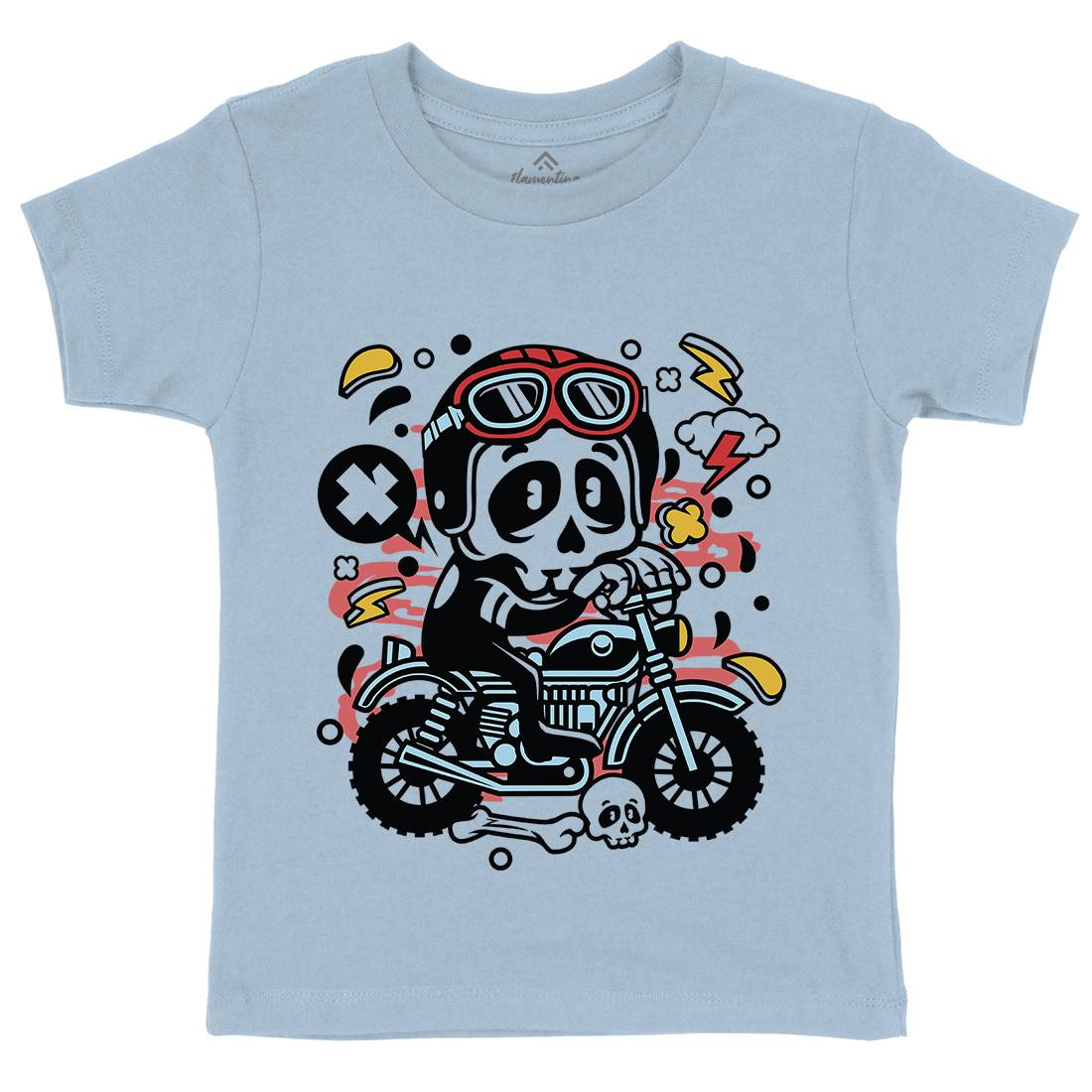Skull Motocross Kids Organic Crew Neck T-Shirt Motorcycles C658
