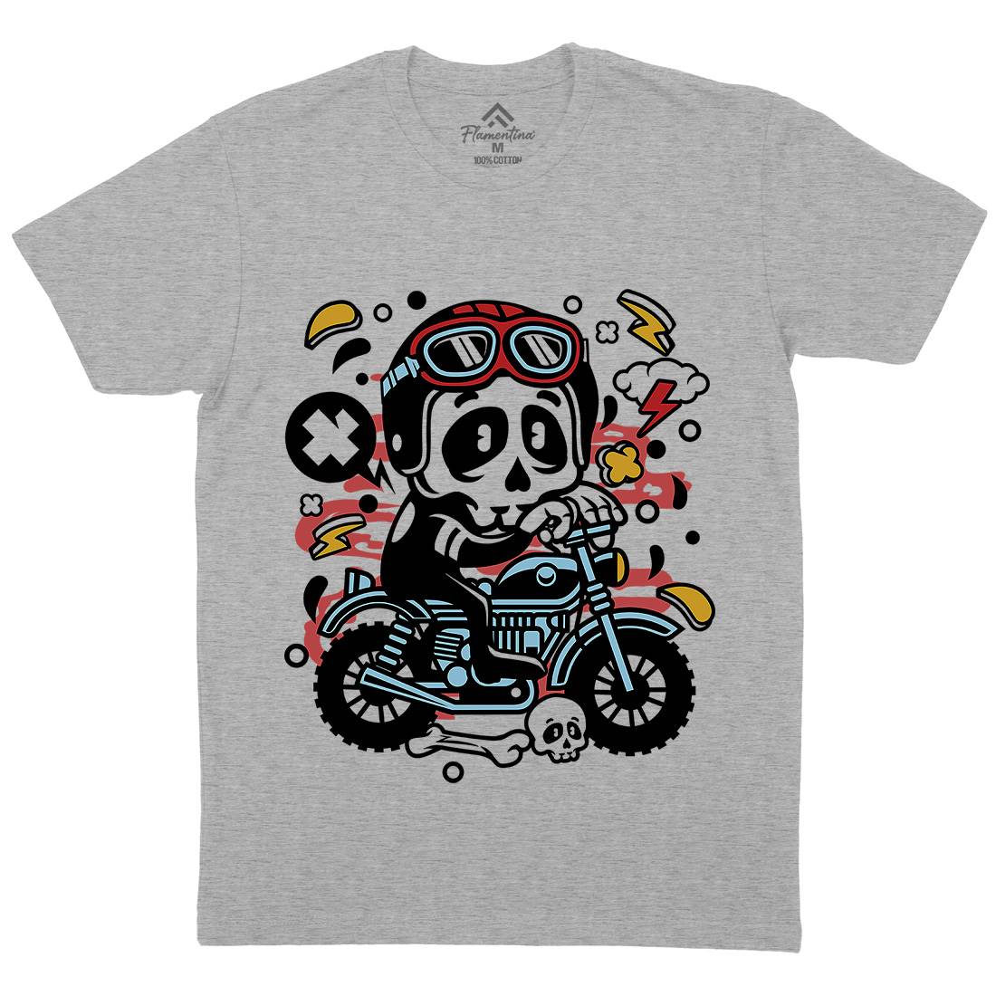 Skull Motocross Mens Crew Neck T-Shirt Motorcycles C658