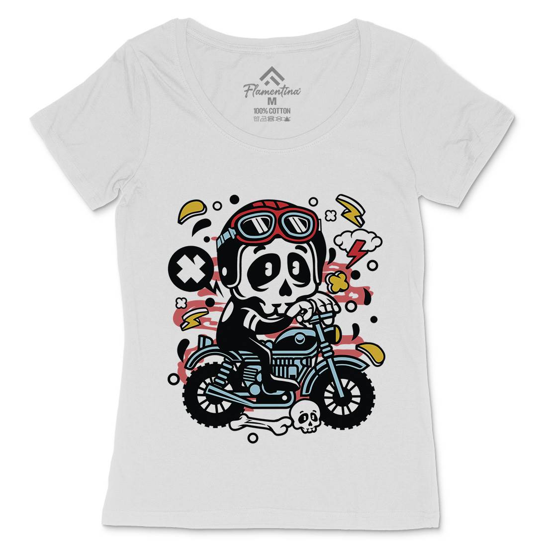 Skull Motocross Womens Scoop Neck T-Shirt Motorcycles C658