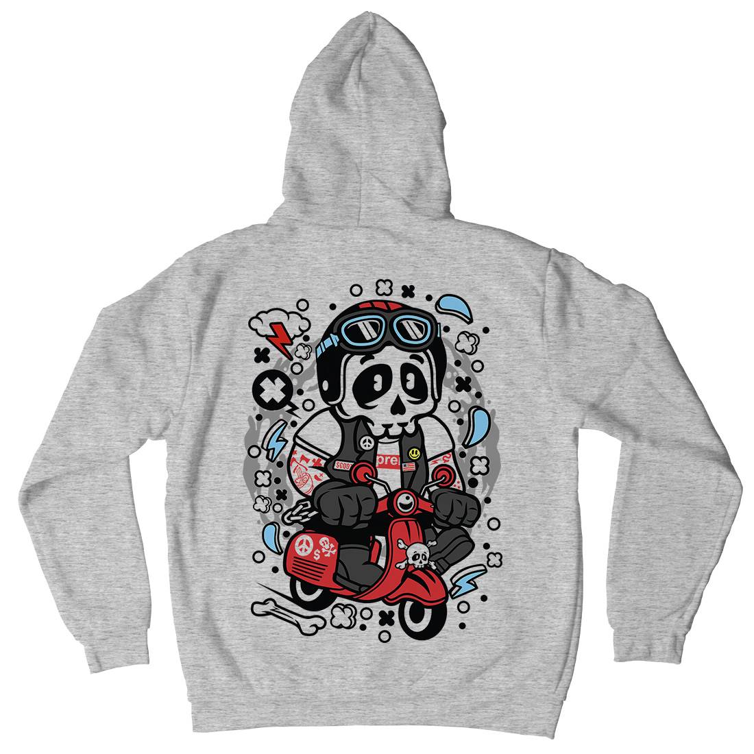 Skull Scooter Mens Hoodie With Pocket Motorcycles C659
