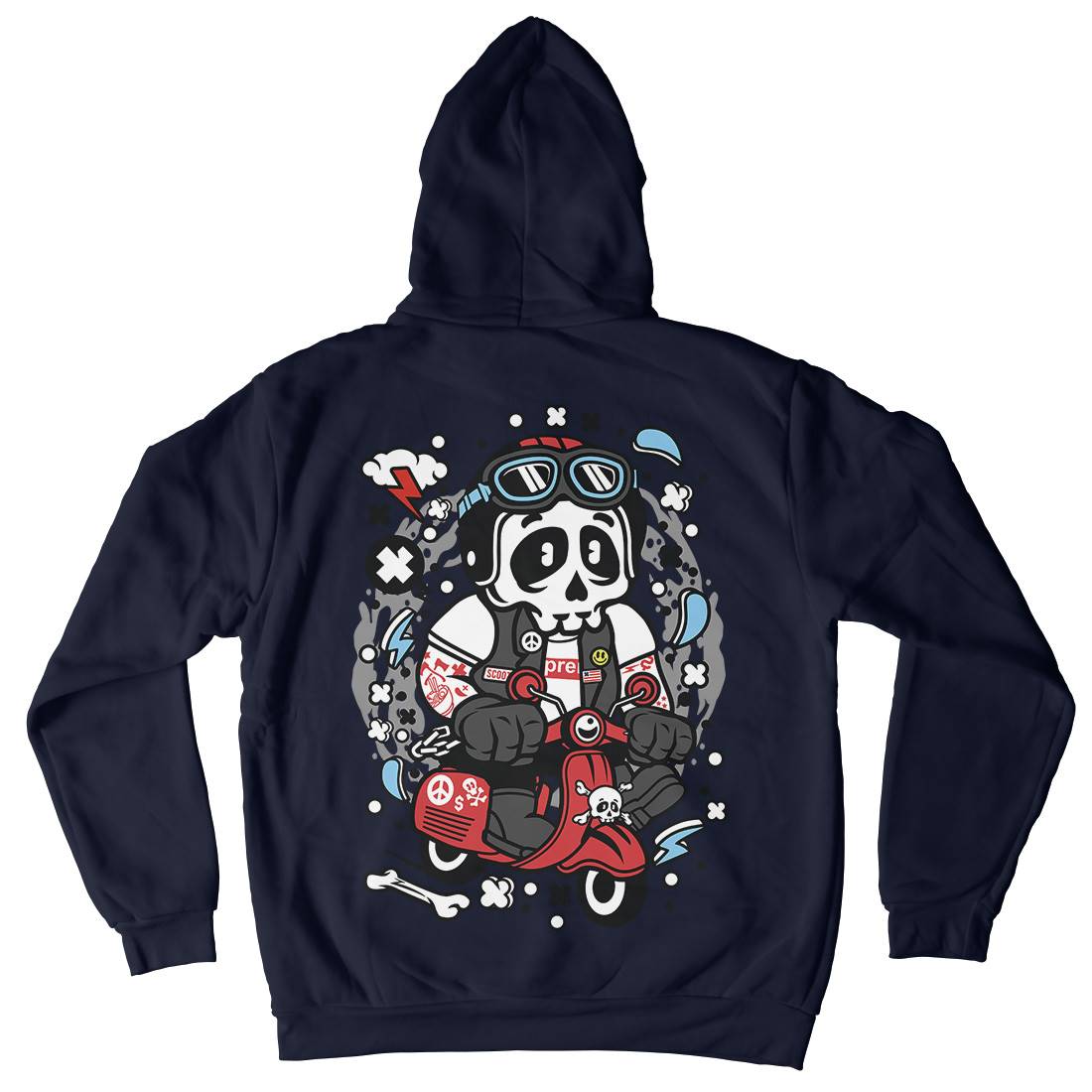 Skull Scooter Mens Hoodie With Pocket Motorcycles C659