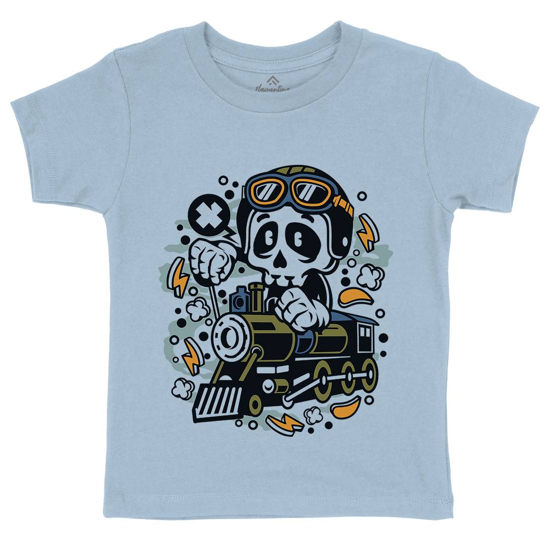 Skull Train Kids Crew Neck T-Shirt Vehicles C660