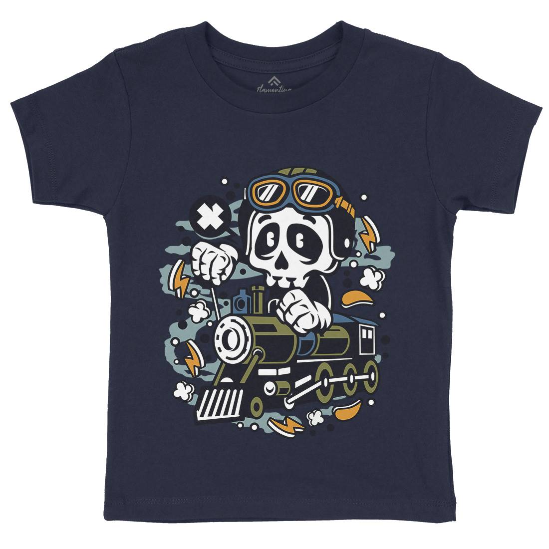 Skull Train Kids Organic Crew Neck T-Shirt Vehicles C660