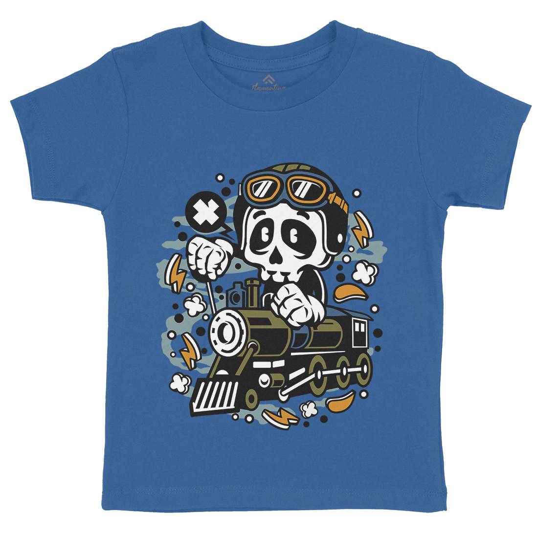 Skull Train Kids Organic Crew Neck T-Shirt Vehicles C660