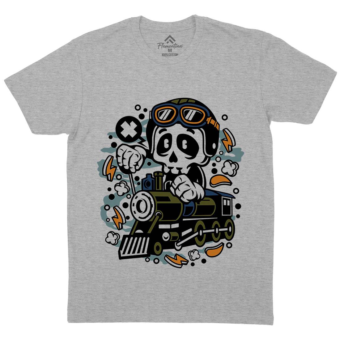 Skull Train Mens Crew Neck T-Shirt Vehicles C660