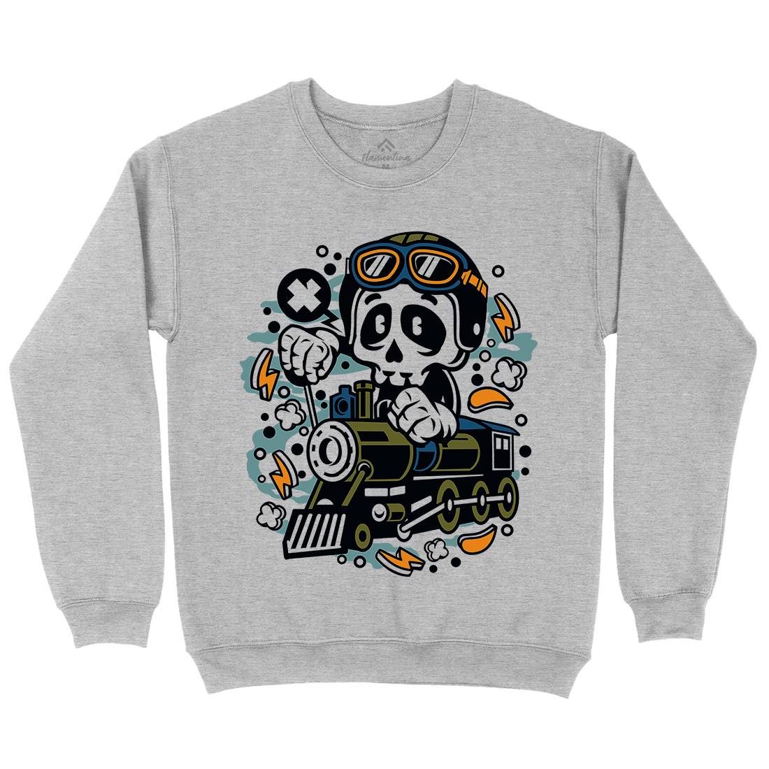 Skull Train Kids Crew Neck Sweatshirt Vehicles C660
