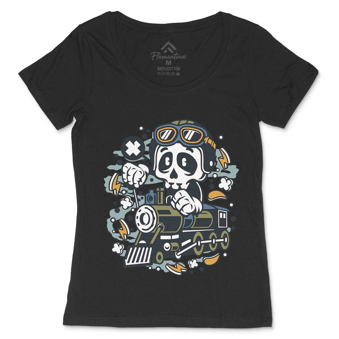 Skull Train Womens Scoop Neck T-Shirt Vehicles C660