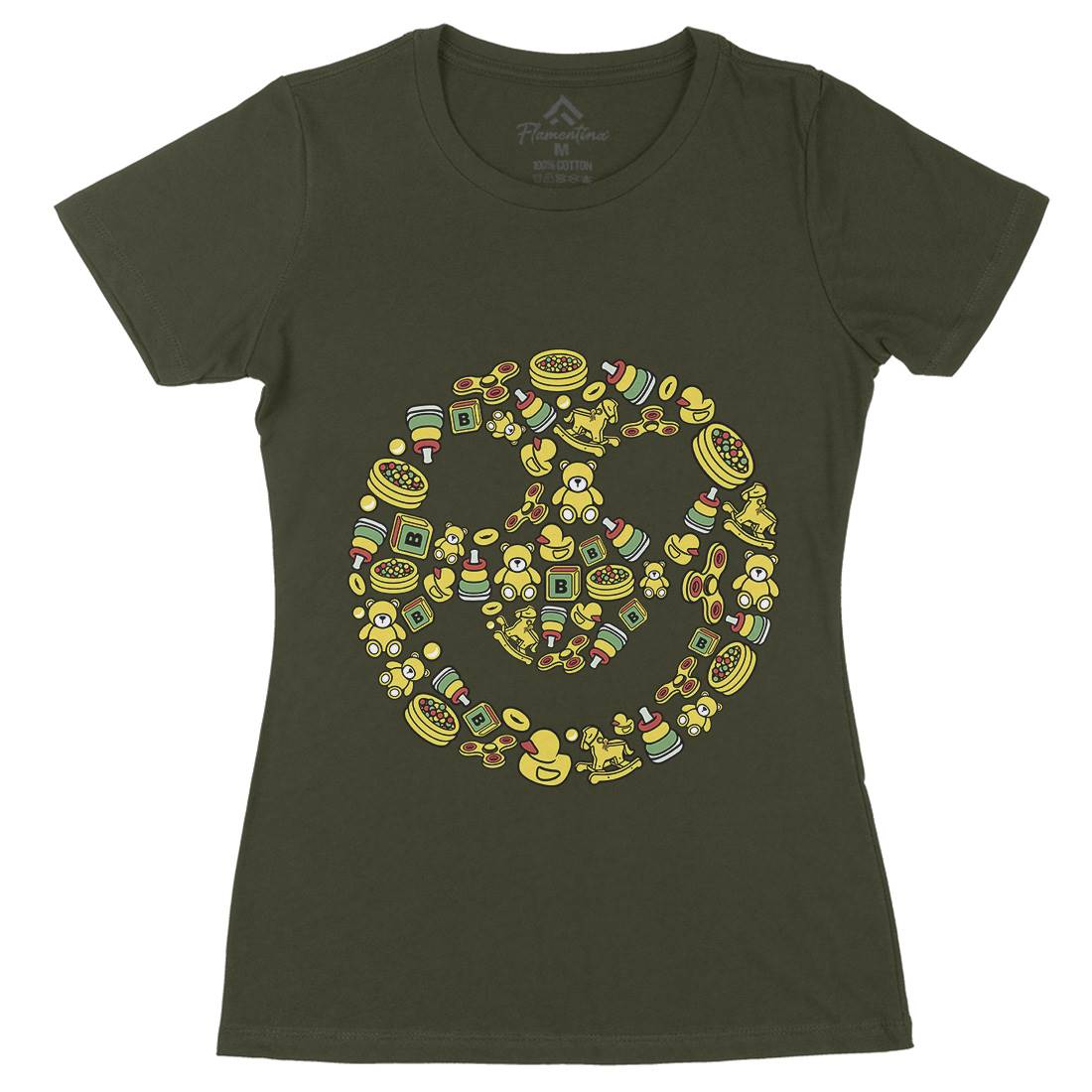 Smile Womens Organic Crew Neck T-Shirt Retro C661