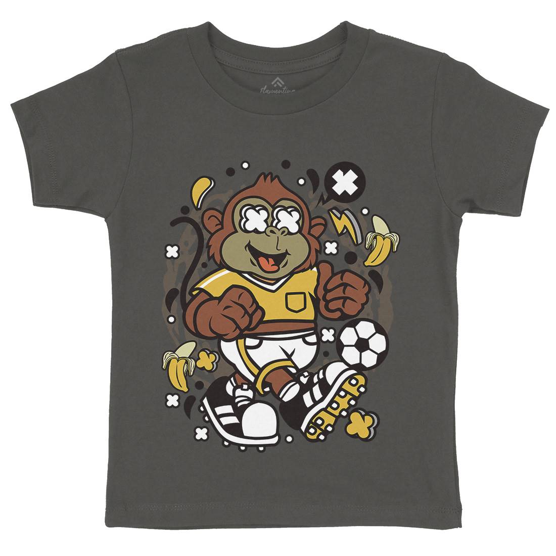 Soccer Monkey Kids Crew Neck T-Shirt Sport C662