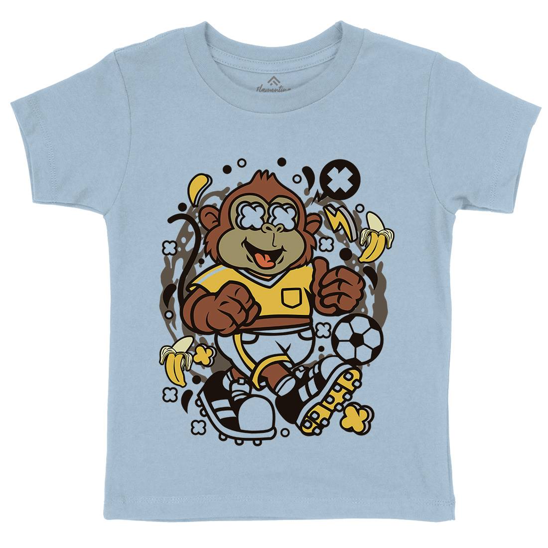 Soccer Monkey Kids Crew Neck T-Shirt Sport C662