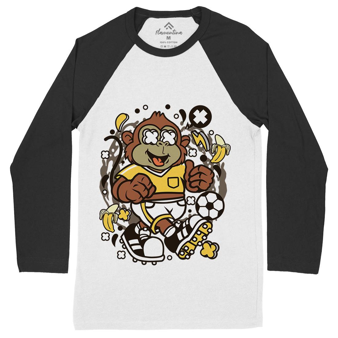 Soccer Monkey Mens Long Sleeve Baseball T-Shirt Sport C662