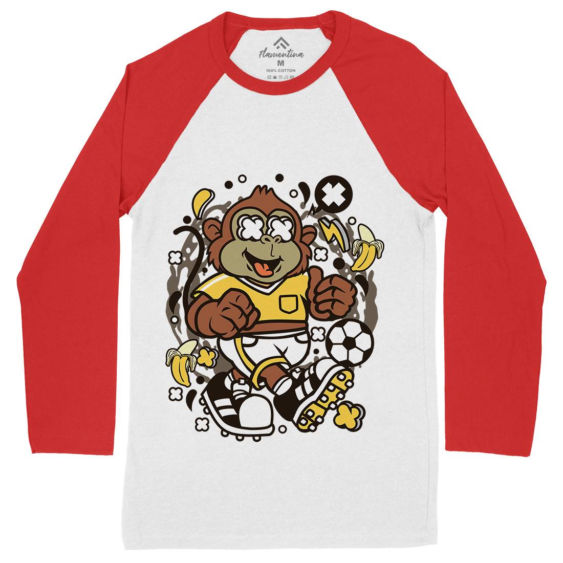 Soccer Monkey Mens Long Sleeve Baseball T-Shirt Sport C662