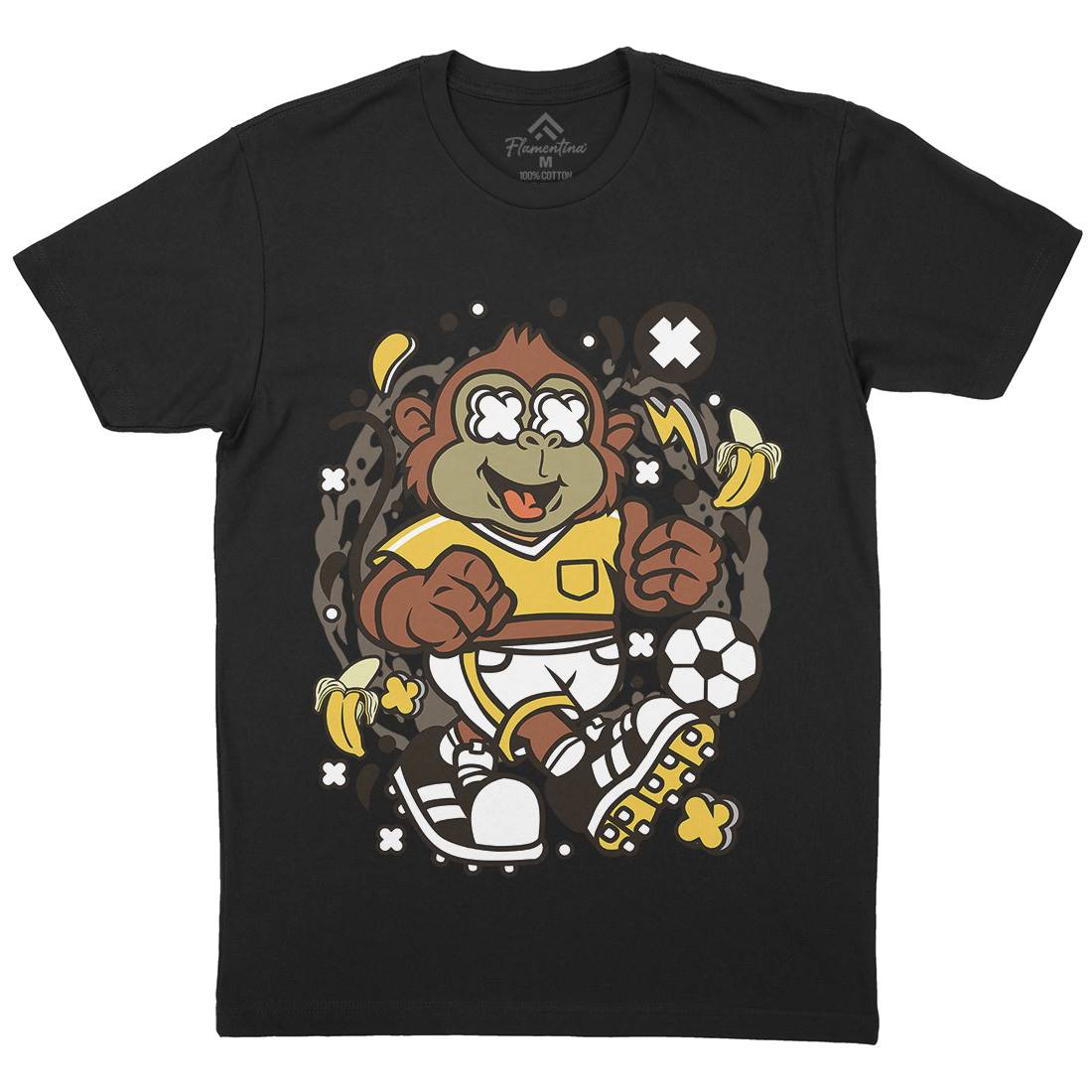 Soccer Monkey Mens Organic Crew Neck T-Shirt Sport C662