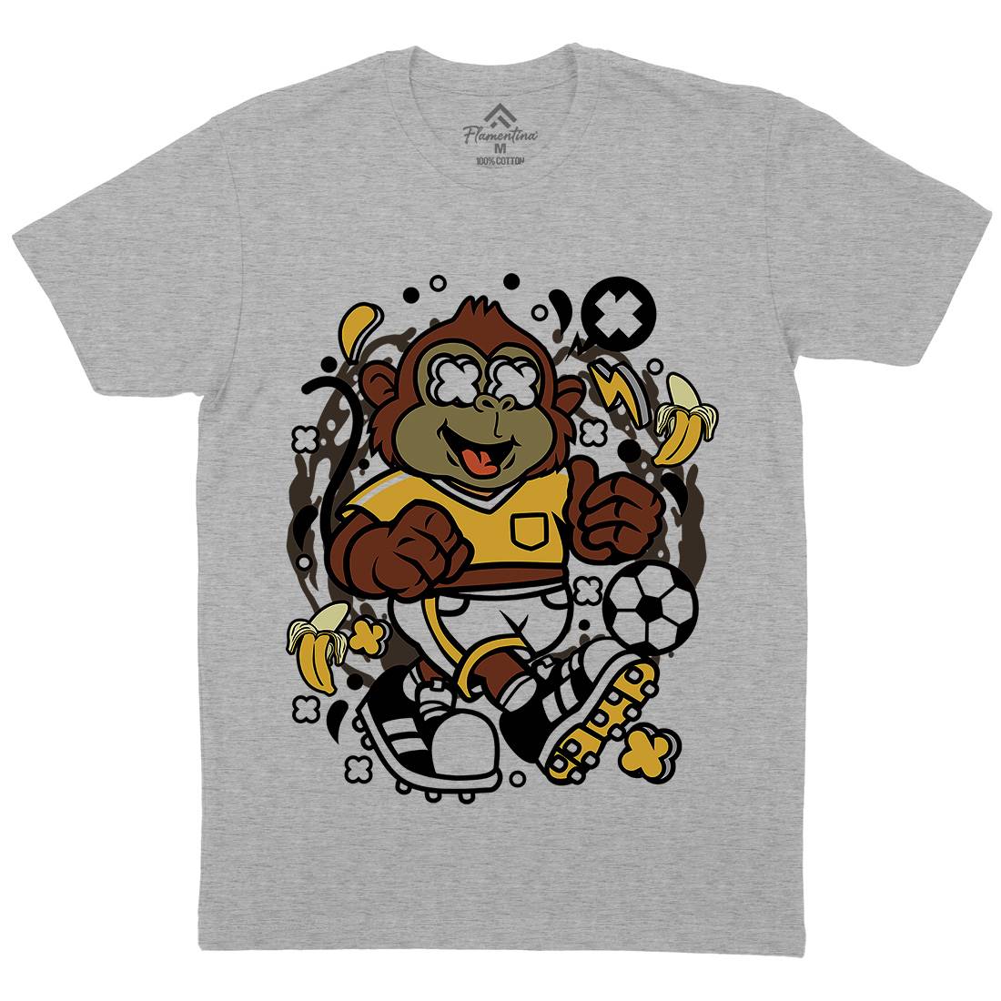 Soccer Monkey Mens Organic Crew Neck T-Shirt Sport C662