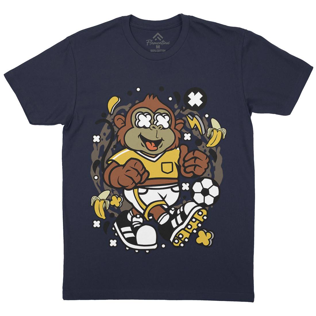 Soccer Monkey Mens Crew Neck T-Shirt Sport C662