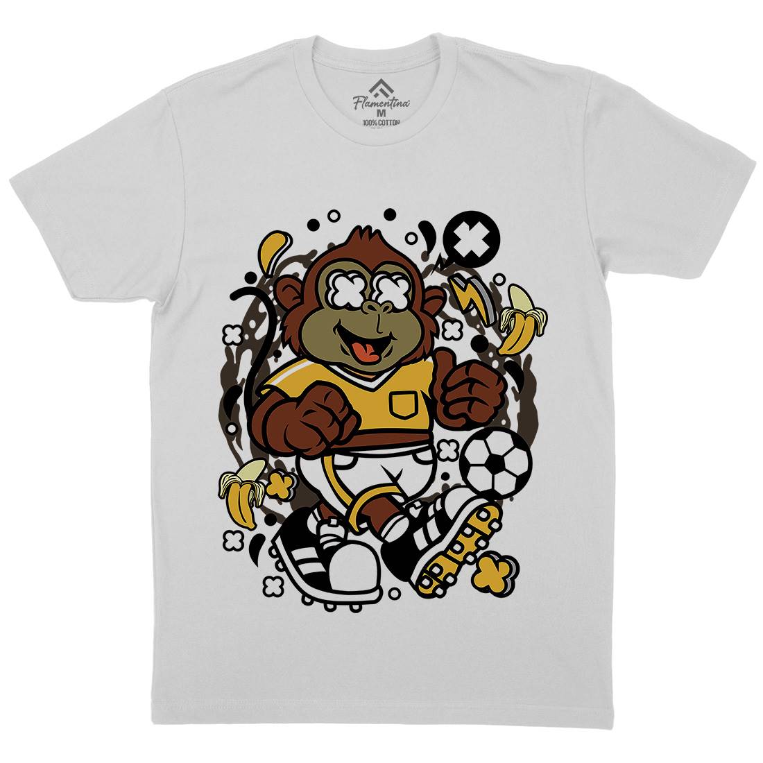 Soccer Monkey Mens Crew Neck T-Shirt Sport C662