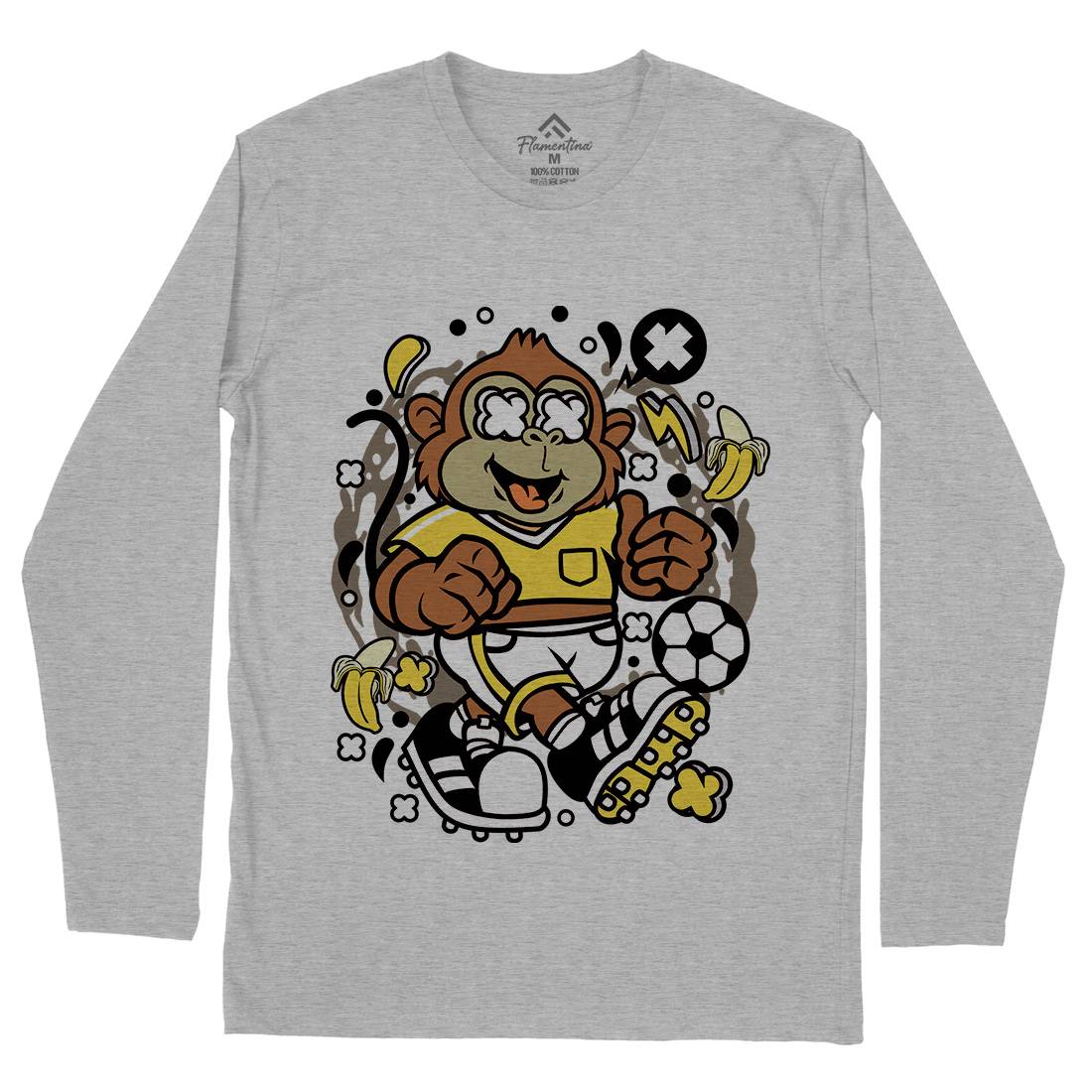 Soccer Monkey Mens Long Sleeve T-Shirt Sport C662