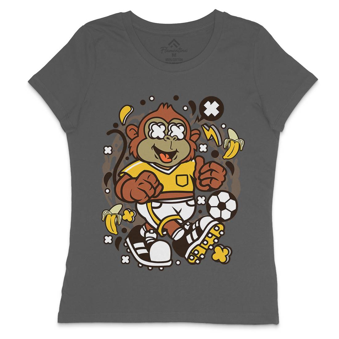 Soccer Monkey Womens Crew Neck T-Shirt Sport C662
