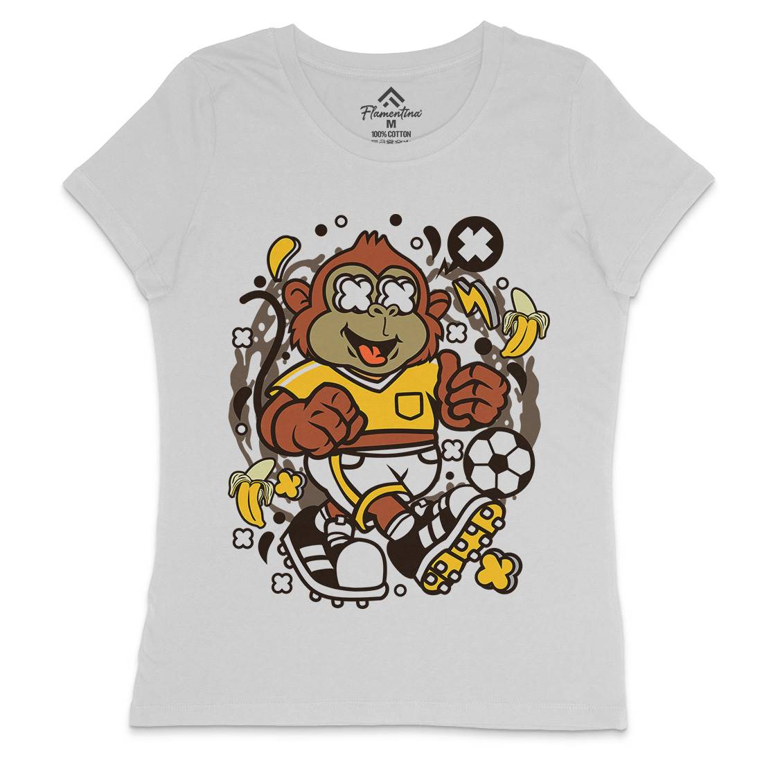 Soccer Monkey Womens Crew Neck T-Shirt Sport C662