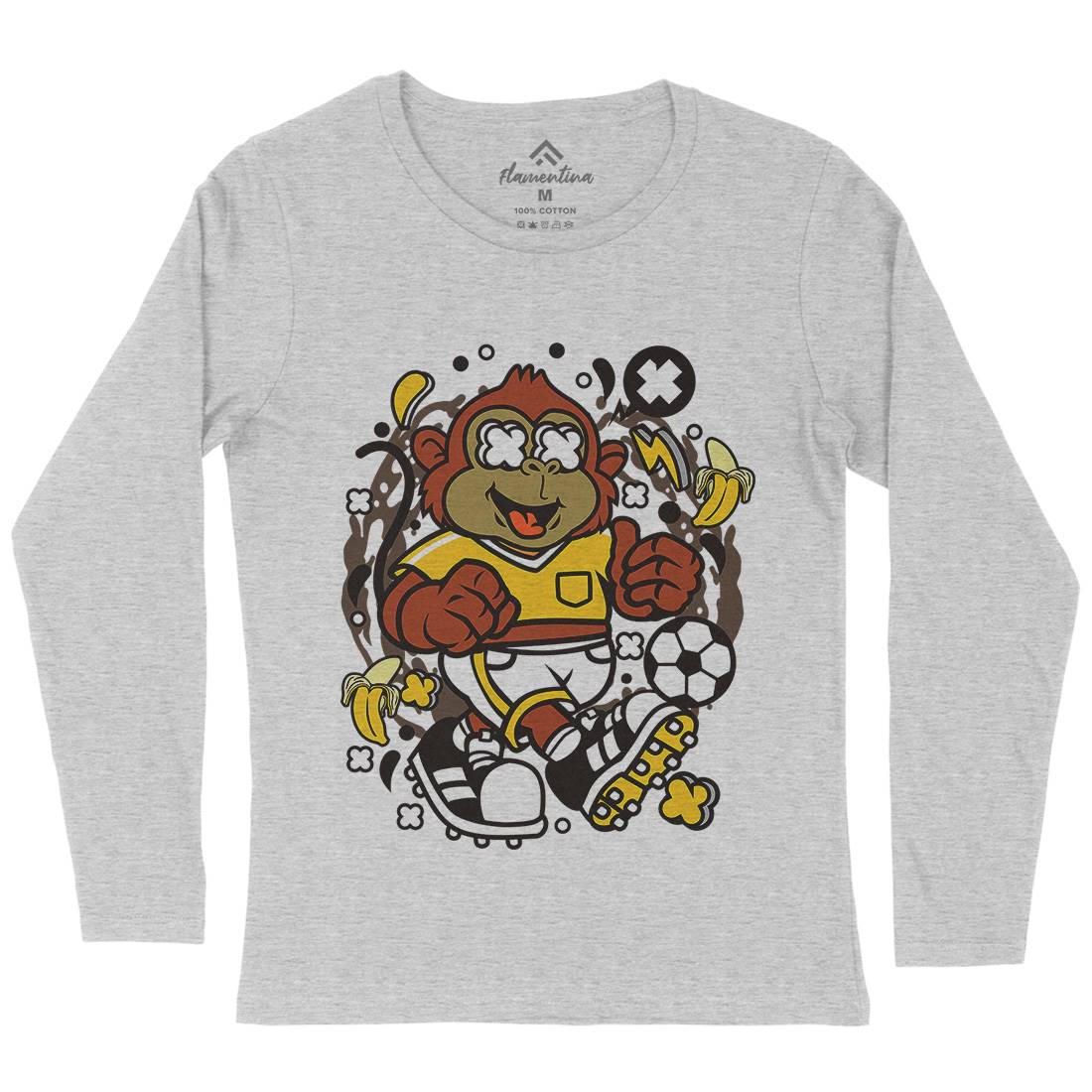 Soccer Monkey Womens Long Sleeve T-Shirt Sport C662