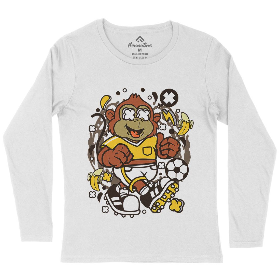 Soccer Monkey Womens Long Sleeve T-Shirt Sport C662
