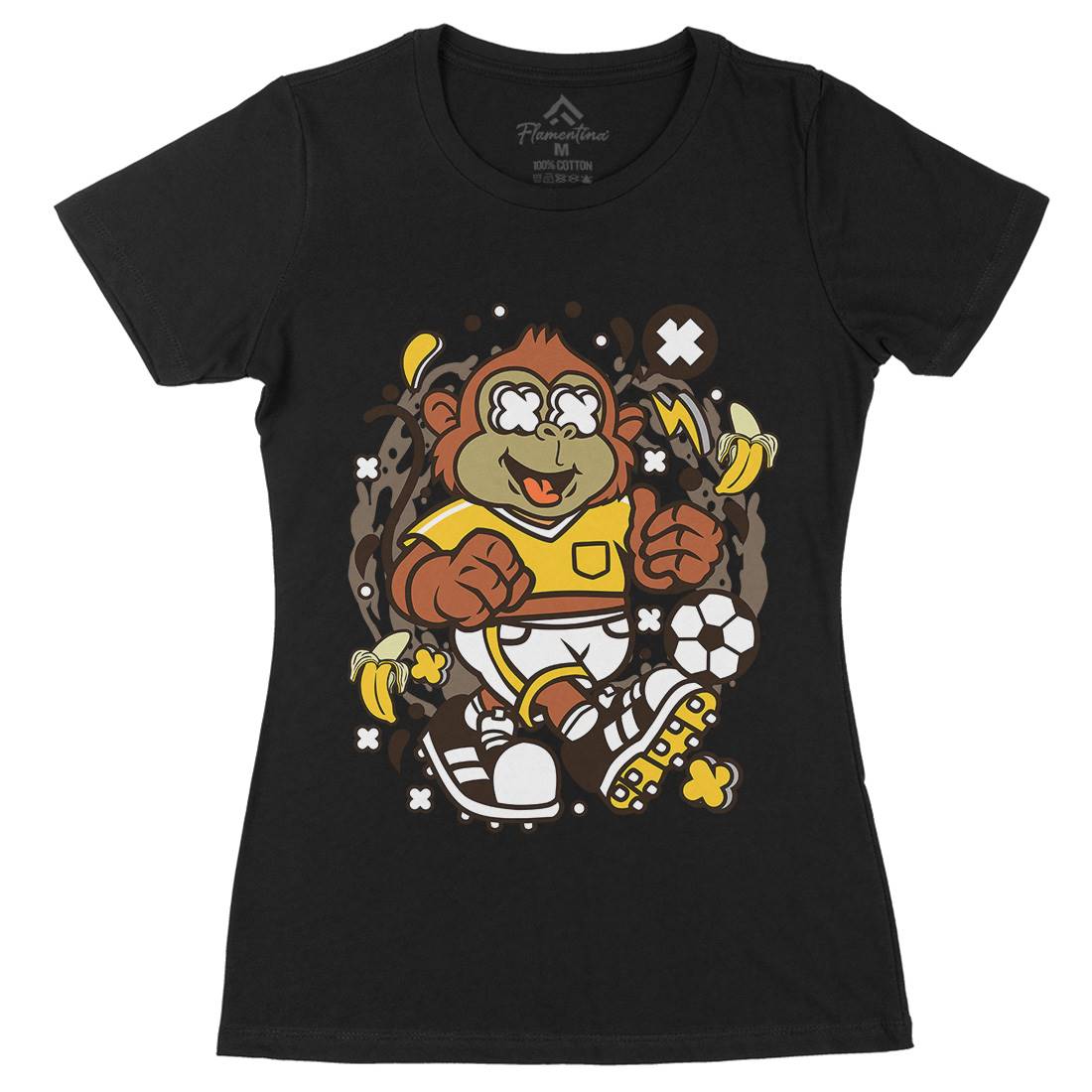Soccer Monkey Womens Organic Crew Neck T-Shirt Sport C662