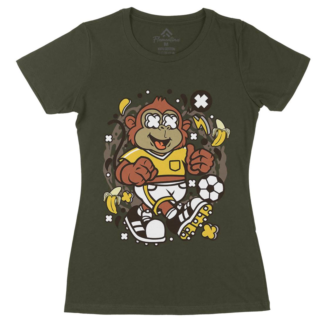 Soccer Monkey Womens Organic Crew Neck T-Shirt Sport C662
