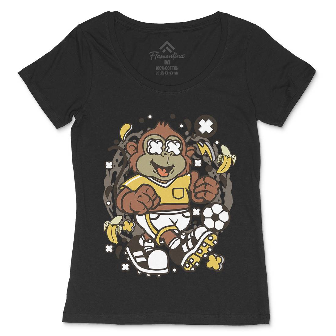 Soccer Monkey Womens Scoop Neck T-Shirt Sport C662