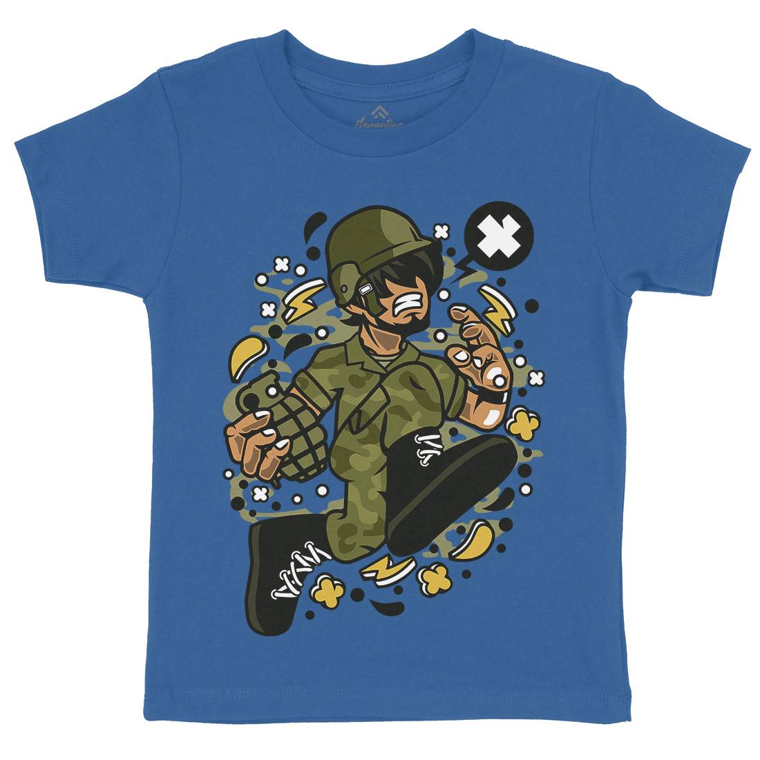 Soldier Running Kids Crew Neck T-Shirt Army C663