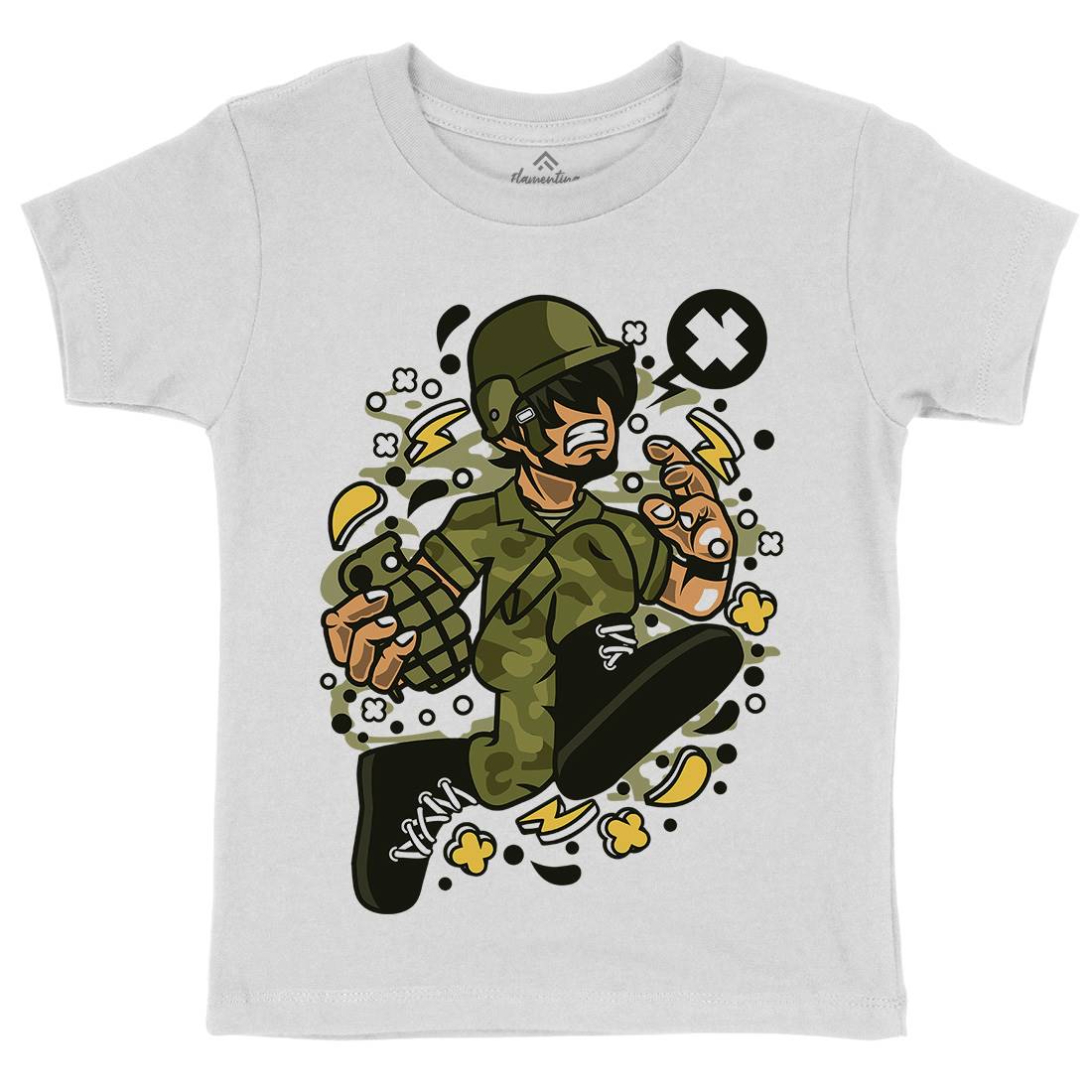 Soldier Running Kids Crew Neck T-Shirt Army C663