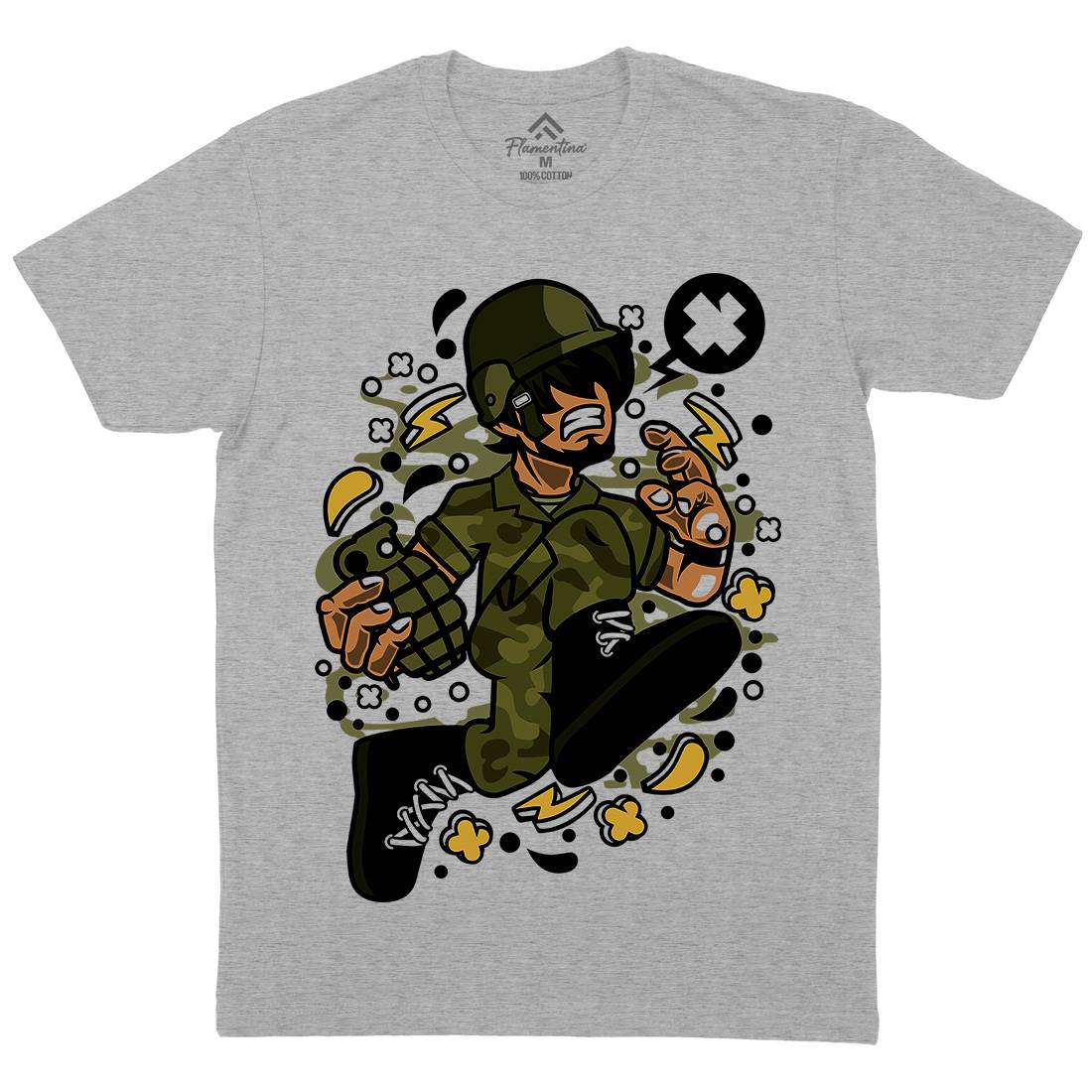 Soldier Running Mens Crew Neck T-Shirt Army C663
