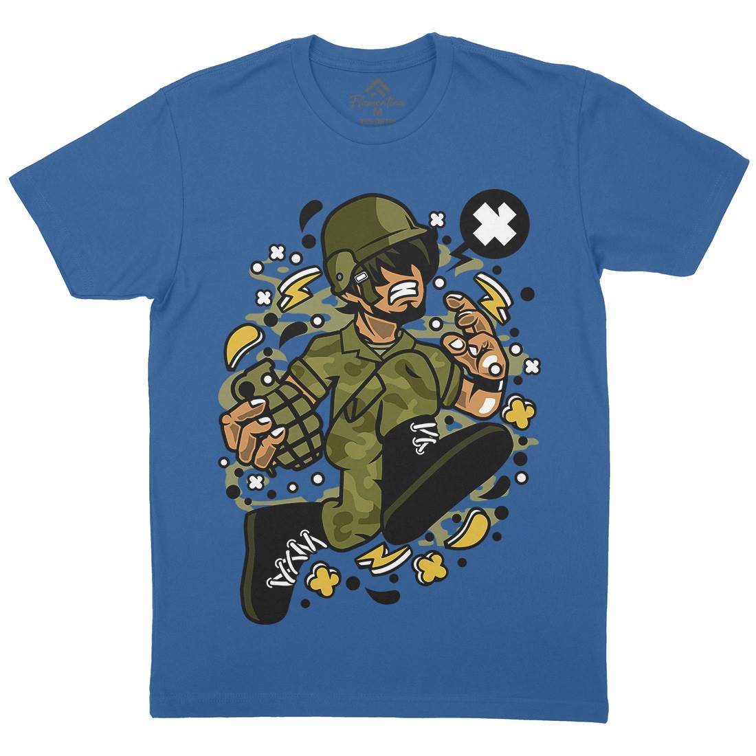 Soldier Running Mens Crew Neck T-Shirt Army C663