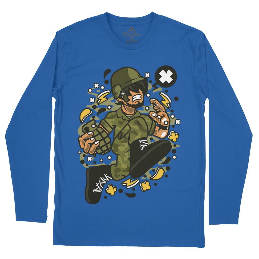 Soldier Running Mens Long Sleeve T-Shirt Army C663