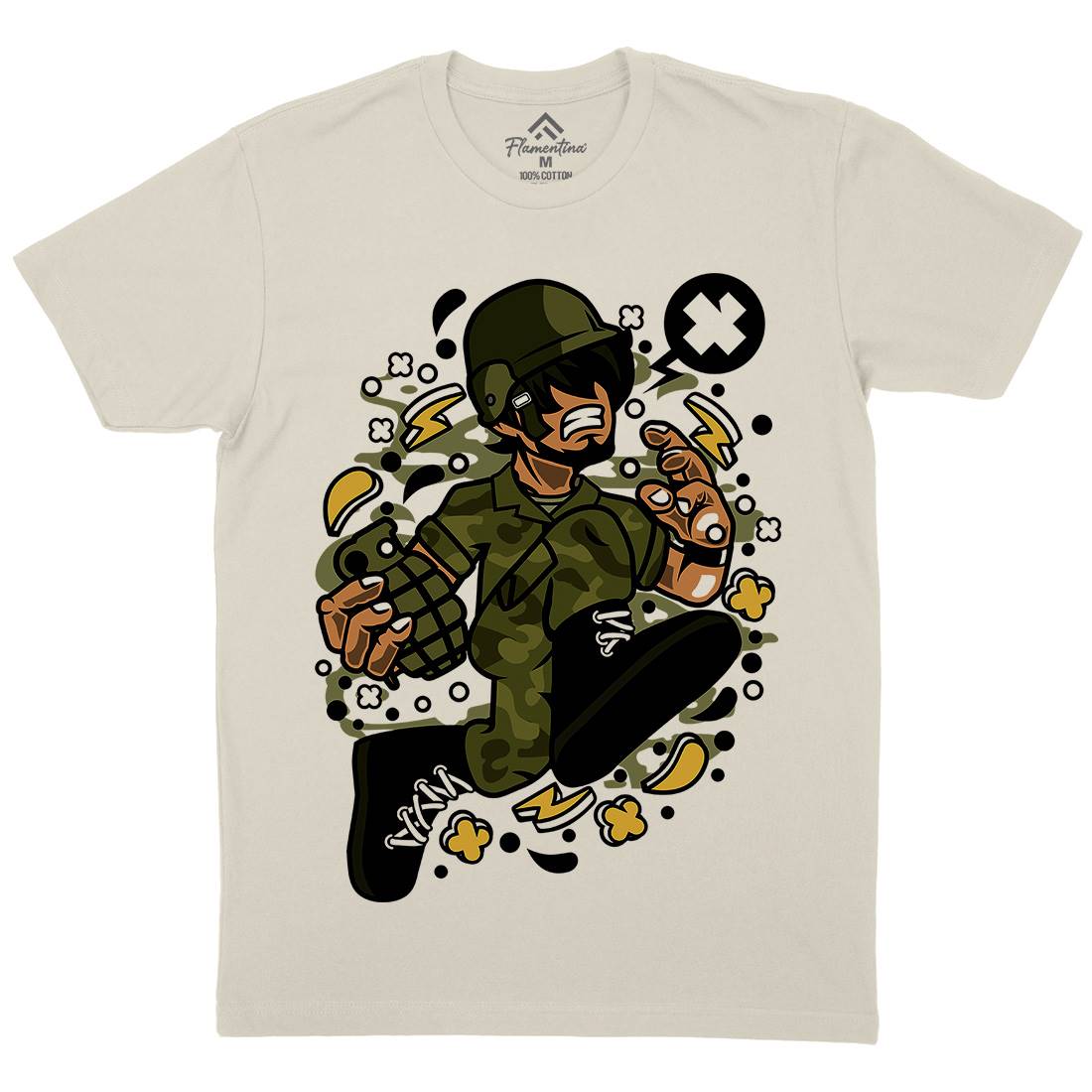 Soldier Running Mens Organic Crew Neck T-Shirt Army C663