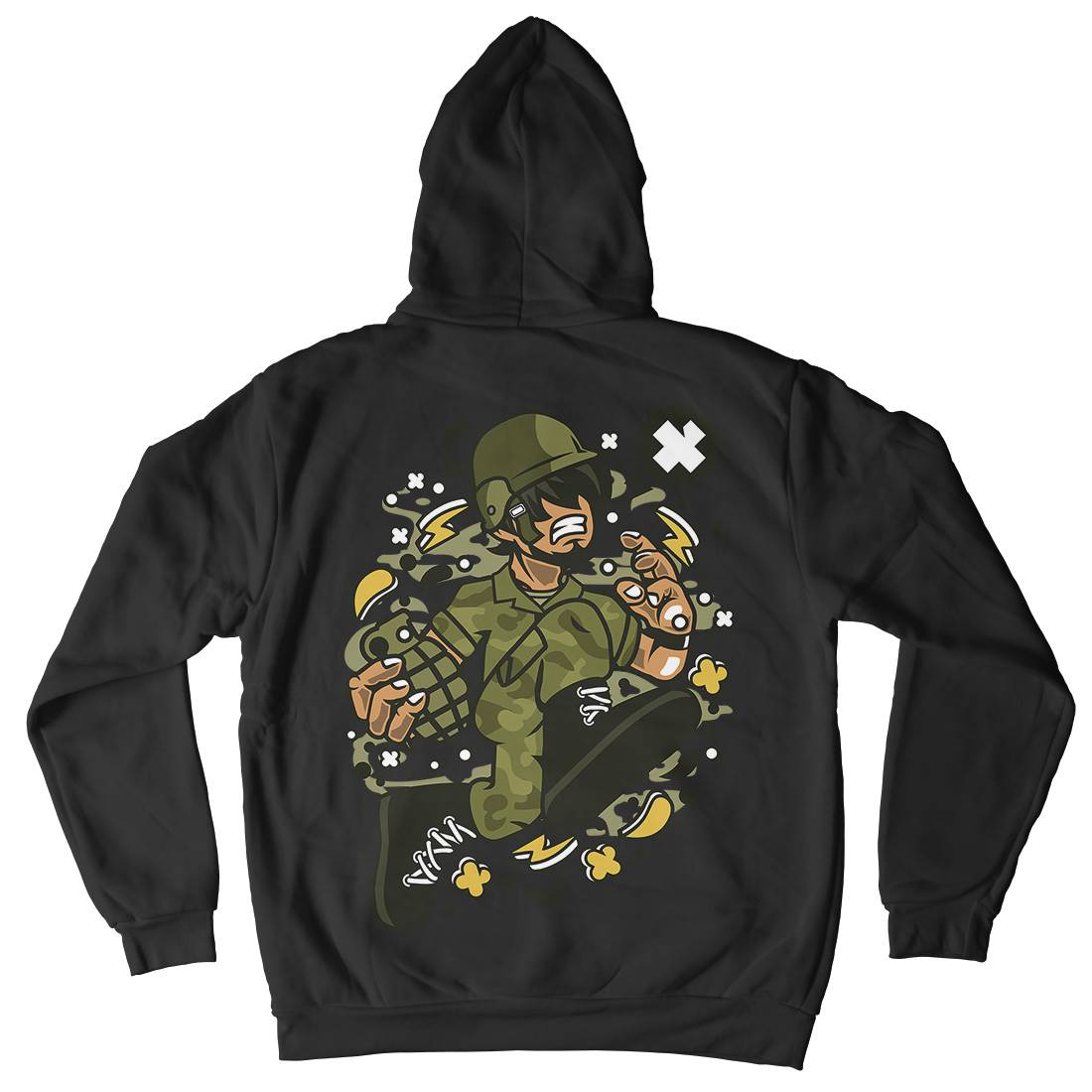 Soldier Running Kids Crew Neck Hoodie Army C663