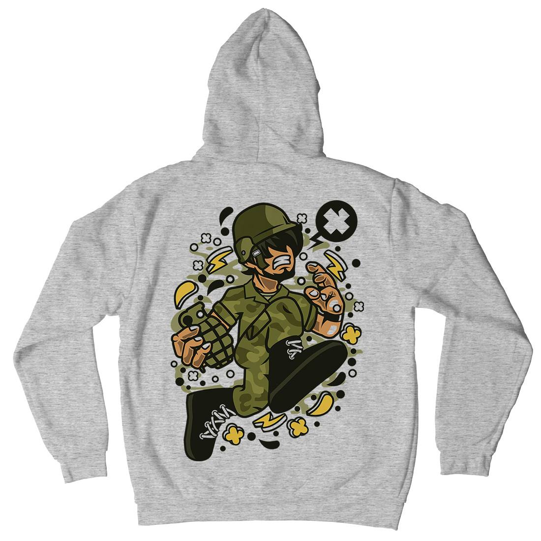 Soldier Running Mens Hoodie With Pocket Army C663